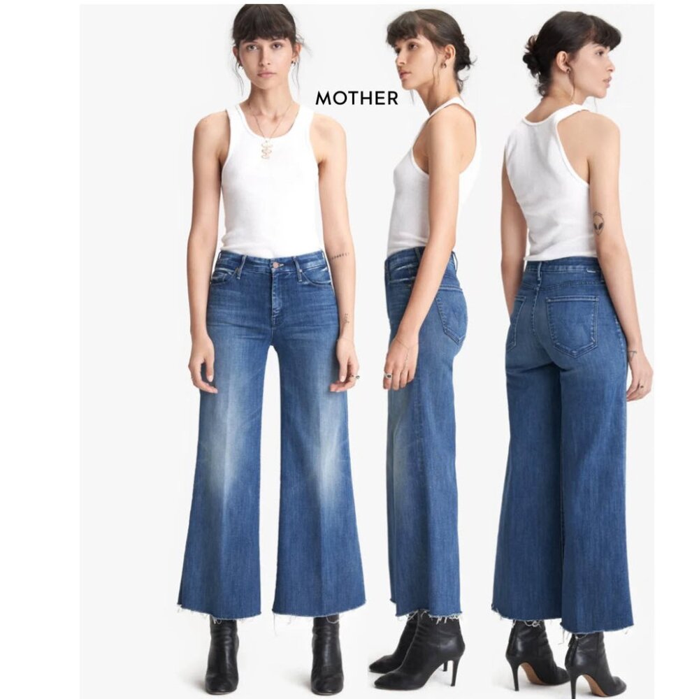 MOTHER Blue Wide Leg Flare Jeans